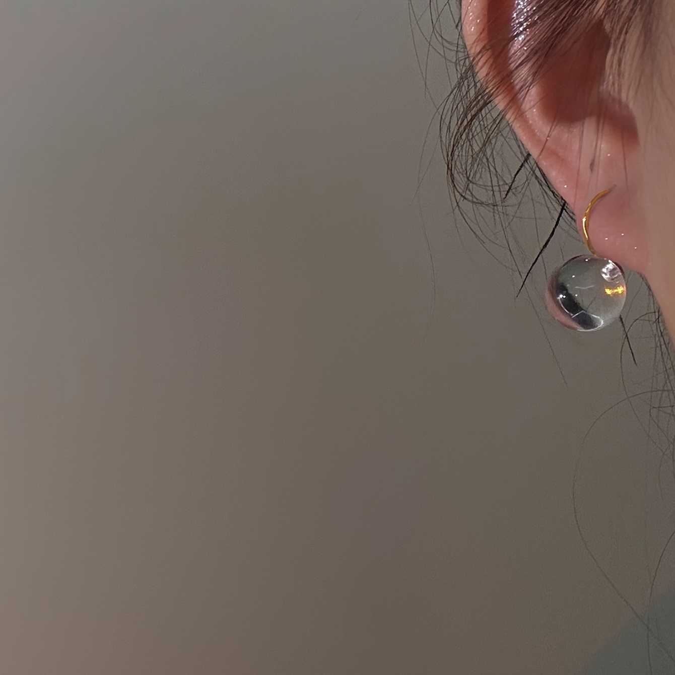 Women's Transparent Bead Stud Earrings, Daily Wear
